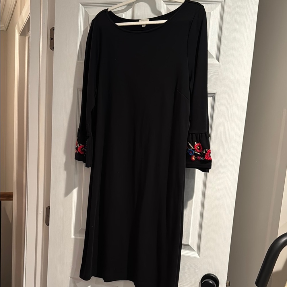 Talbots Black and Red Long Sleeve Bateau Dress